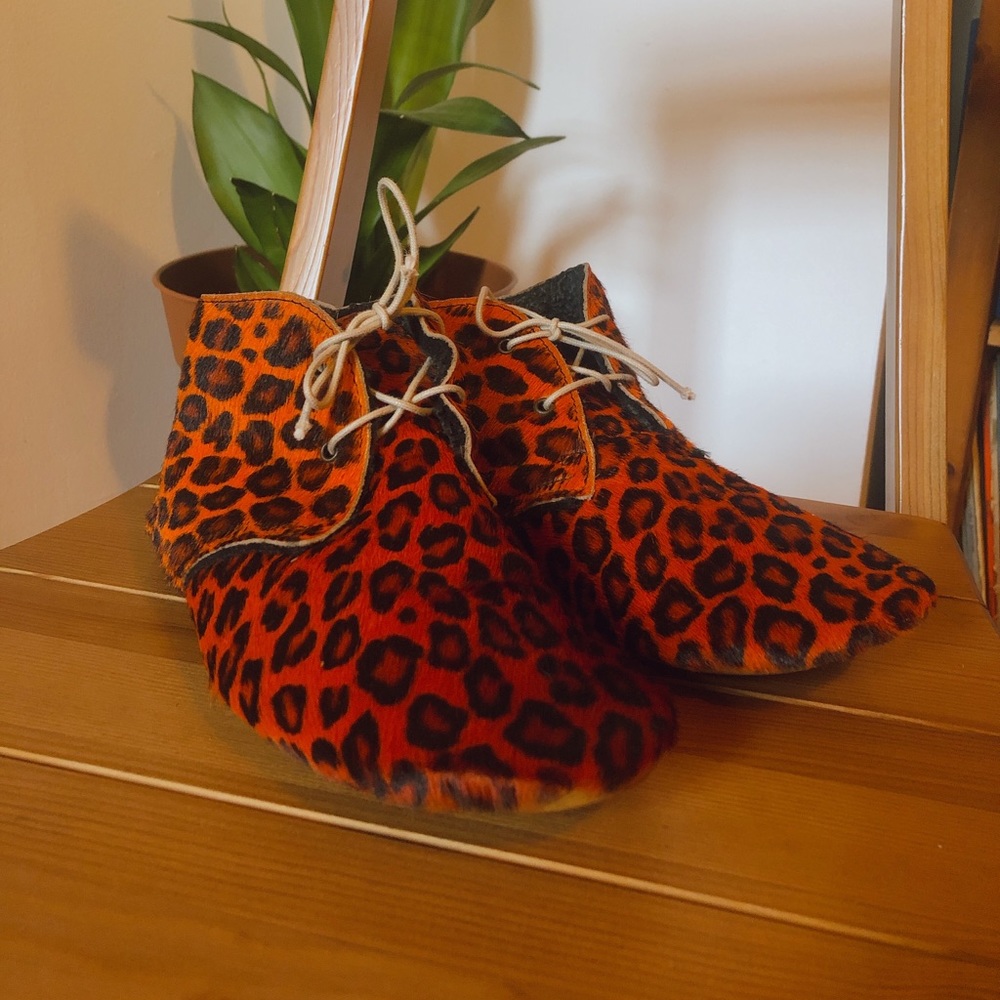 Anniel orange leopard print booties 7 BT